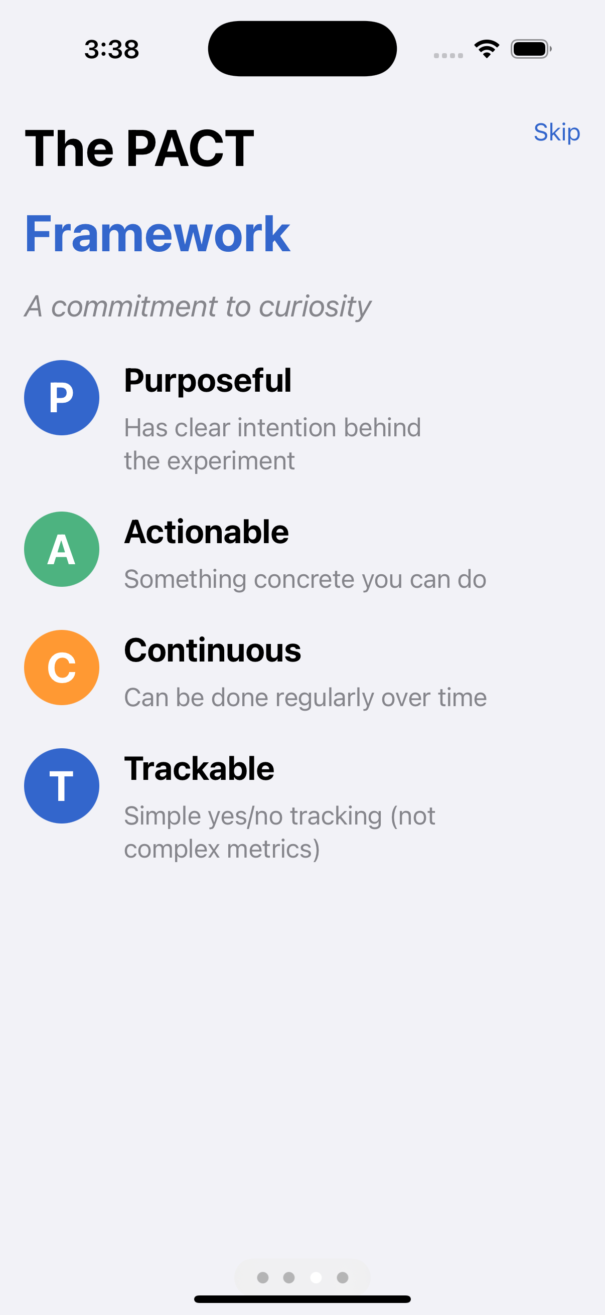 PACT Framework with Purposeful, Actionable, Continuous, Trackable breakdown